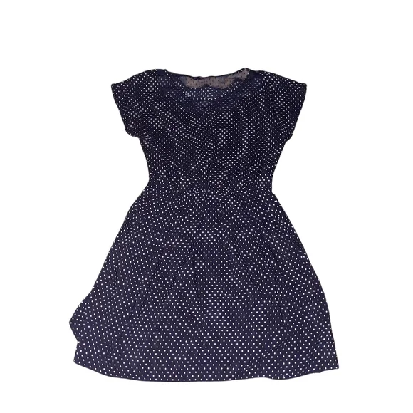 Bordeaux Los Angeles S Knee Length Dress Crop Sleeve Polka Dot Black White - Picture 2 of 3